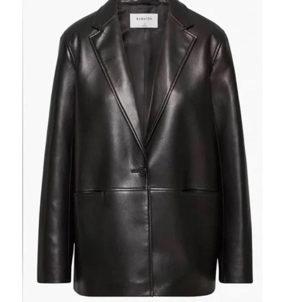 Babaton Logan Vegan Leather Blazer - Black